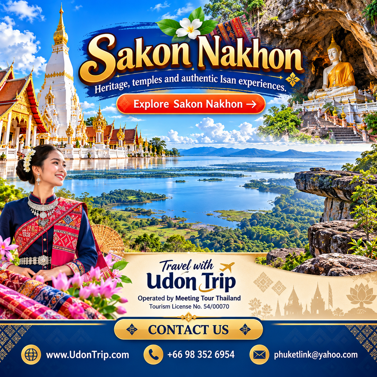 Discover Sakon Nakhon, Thailand – Temples, Nature & Authentic Isan Experiences.